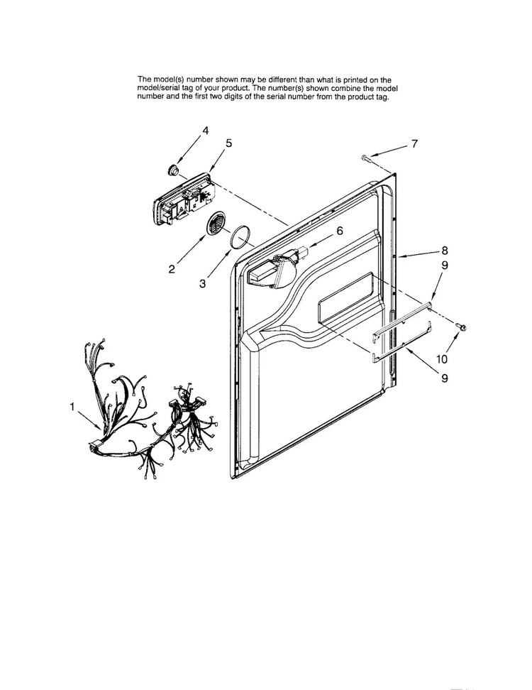 Door & Latch Diagram and Parts List for MDBS561AWB1  Maytag Dishwasher