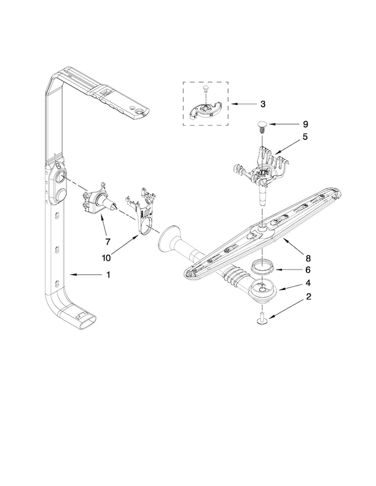 Upper Wash And Rinse Parts Diagram and Parts List for MDB4709AWB2  Maytag Dishwasher