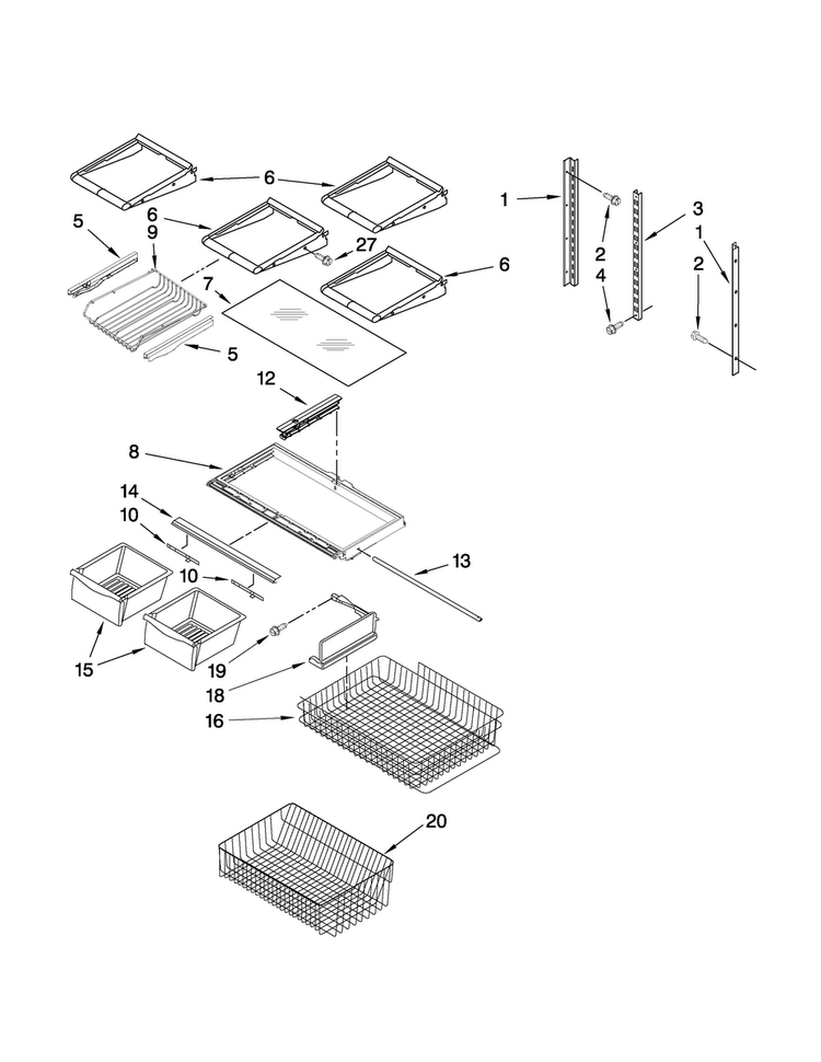 Shelf Parts Diagram and Parts List for ABB192ZDEW5  Amana Refrigerator