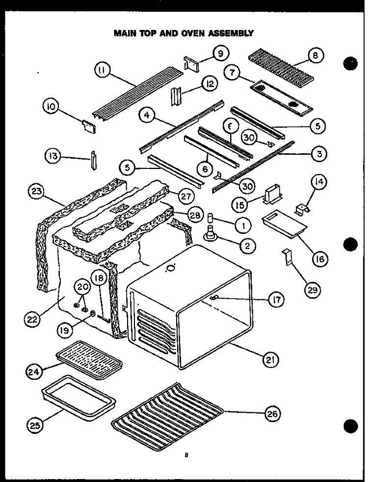 MAIN TOP AND OVEN ASSY Diagram and Parts List for FDU185  Amana Range