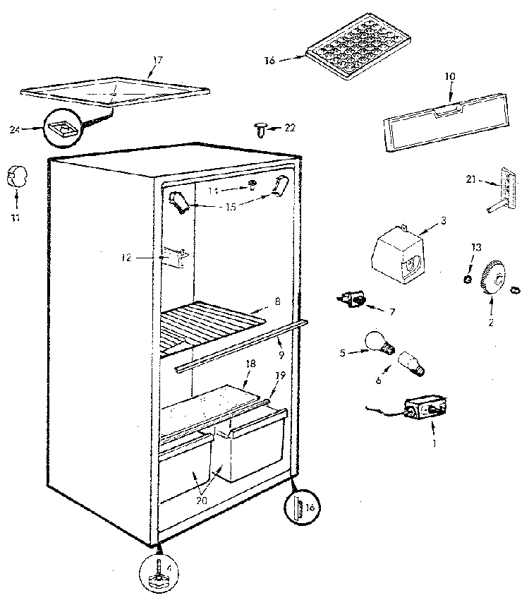 Fresh Food Compartment Diagram and Parts List for JRC5HB B\M E7-S-031 Jenn-Air Refrigerator