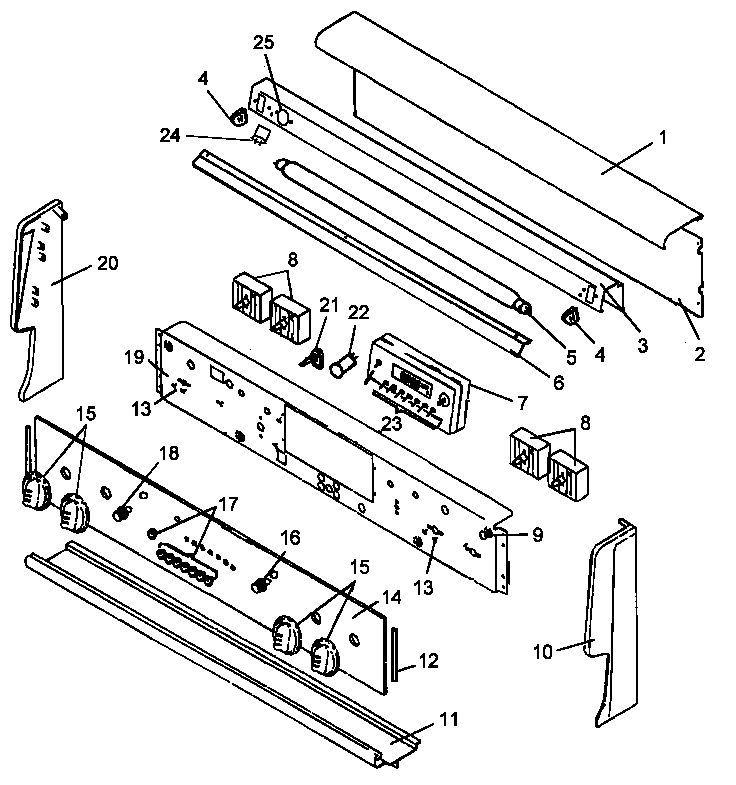 Backguard Assembly Diagram and Parts List for ARR630L1 P1143403NL Amana Range
