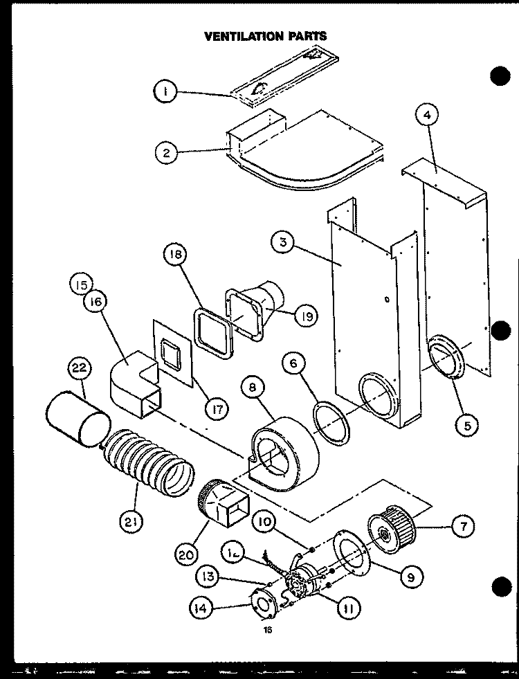 VENTILATION PARTS Diagram and Parts List for FDU185  Amana Range