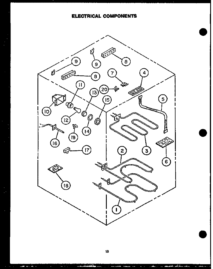 ELECTRICAL COMPONENTS Diagram and Parts List for FDU185  Amana Range