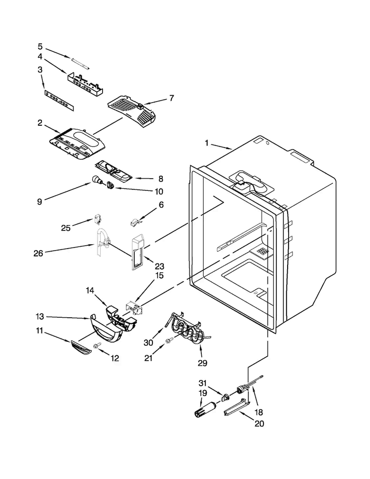 Refrigerator Liner Parts Diagram and Parts List for JFC2290VEP8  Jenn-Air Refrigerator