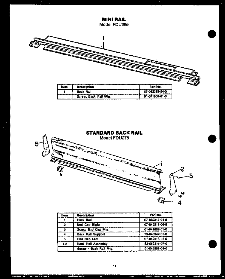 MINI RAIL Diagram and Parts List for FDU265  Amana Range