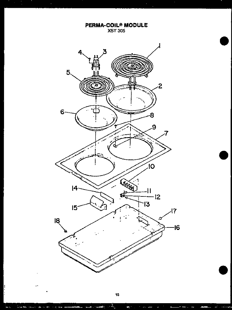 PERMA - COIL MODULE SXT 305 Diagram and Parts List for FDU265  Amana Range