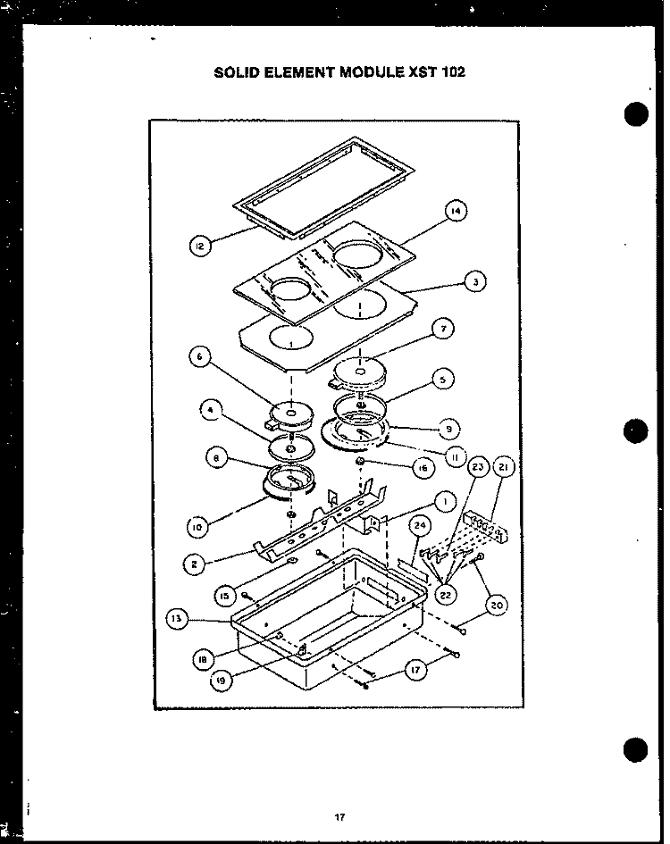 SOLID ELEMENT MODULE SXT 102 Diagram and Parts List for FDU265  Amana Range