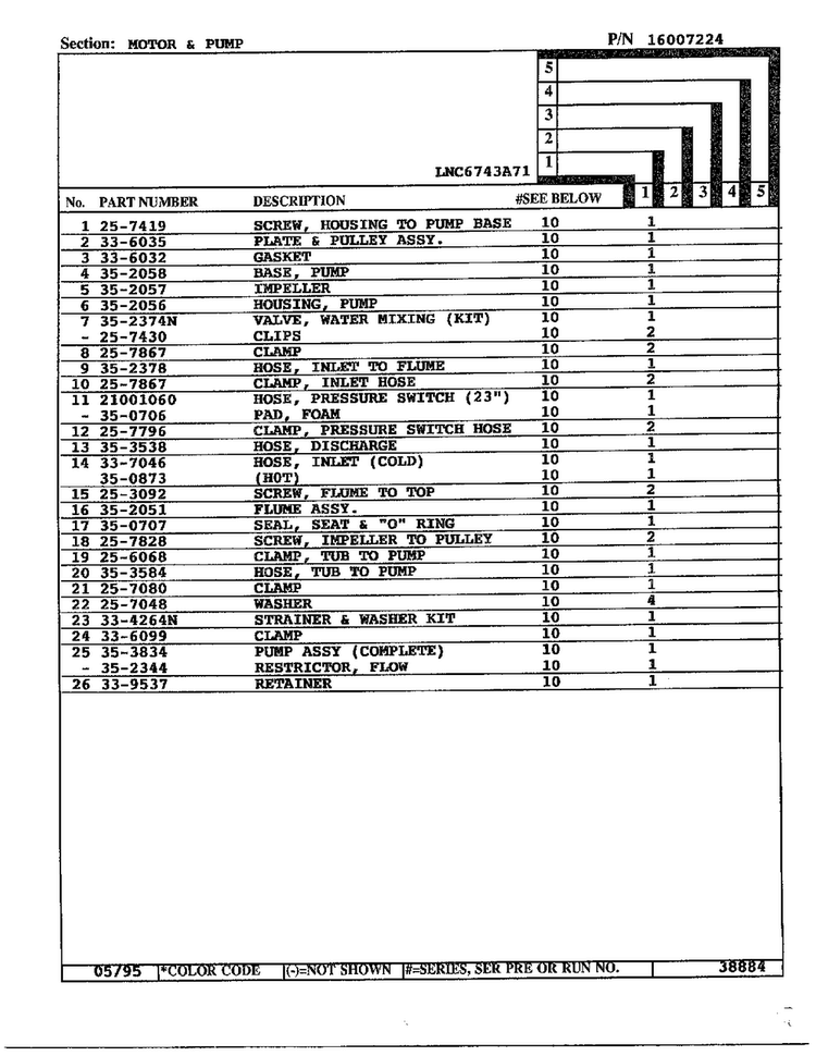 Motor And Pump Page 2 Diagram and Parts List for 6743A71  Norge Washer