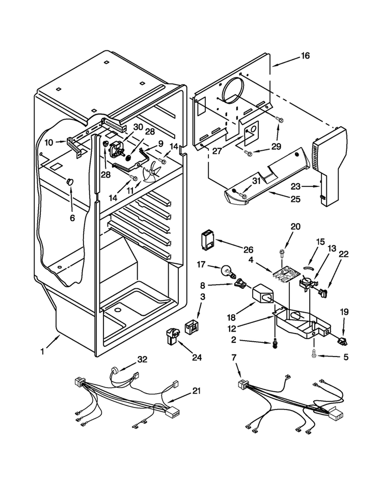 Liner Parts Diagram and Parts List for A8TXNGFBW00  Amana Refrigerator