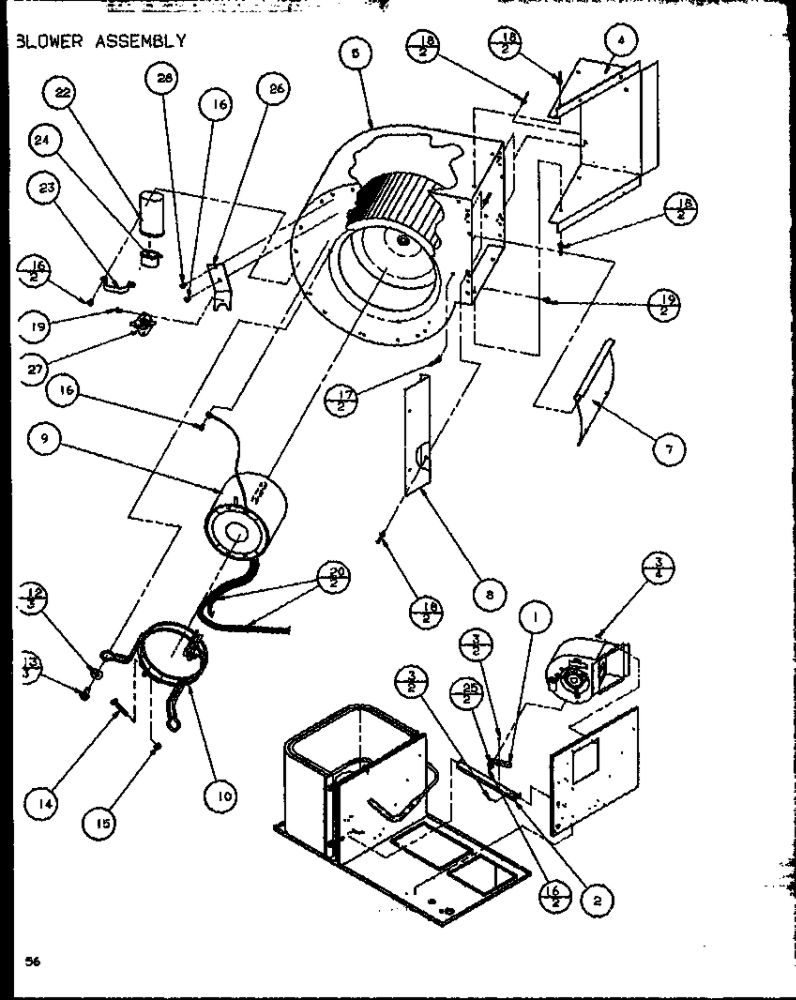 Blower Assembly 2 Diagram and Parts List for FADM3A P9851002C Amana Air Conditioner