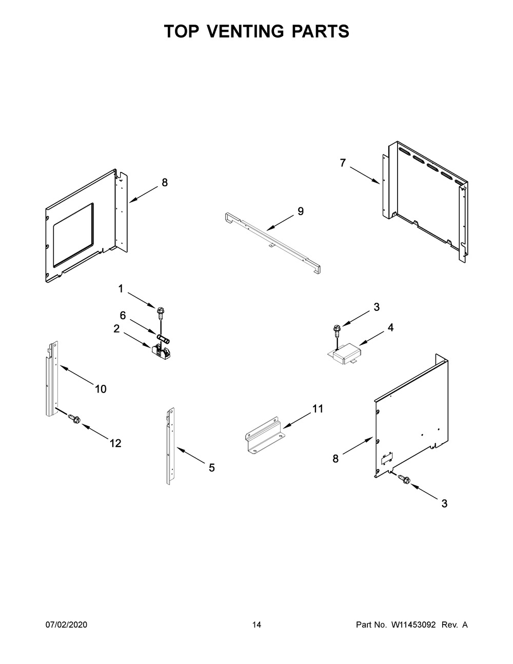 Top Venting Parts Diagram and Parts List for JMW2430IM03  Maytag Range
