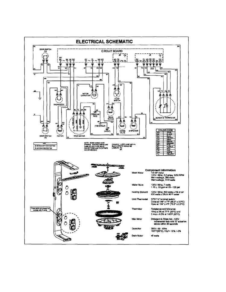Wiring Information Diagram and Parts List for MDB8551AWS  Maytag Dishwasher