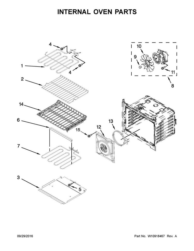 Internal Oven Parts Diagram and Parts List for MEW9527FB00  Maytag Wall Oven
