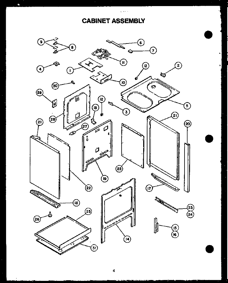 CABINET ASSY Diagram and Parts List for EKT-396  Caloric Microwave Oven Combo