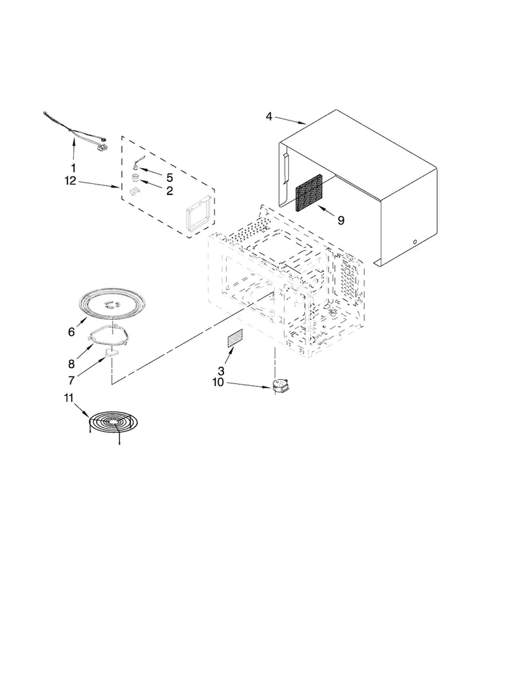 Microwave Oven Cavity Parts Diagram and Parts List for JMC9158BCW10  Jenn-Air Microwave