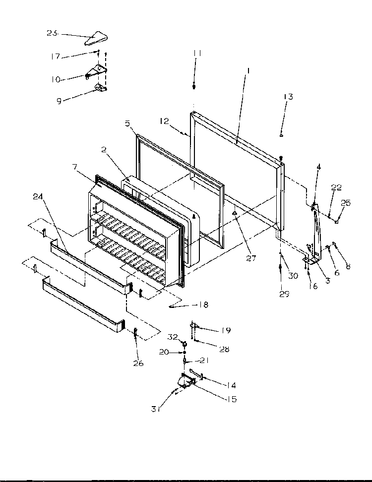 Freezer Door Diagram and Parts List for TA18S2W-P1194503WW  Amana Refrigerator