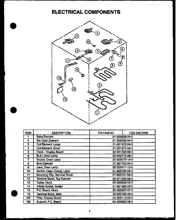 Page 1 Diagram and Parts List for FDU-248-2WW  Amana Range