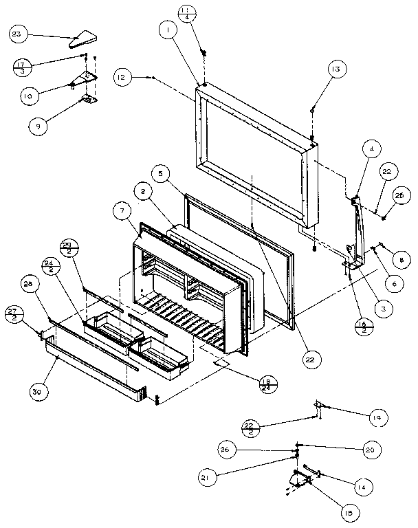 Freezer Door Diagram and Parts List for TX19R-P1158502W  Amana Refrigerator