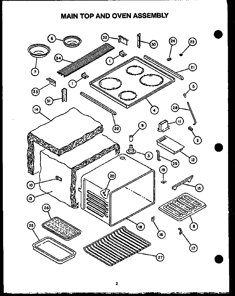 MAIN TOP AND OVEN ASSY Diagram and Parts List for FDU-248-2WW  Amana Range