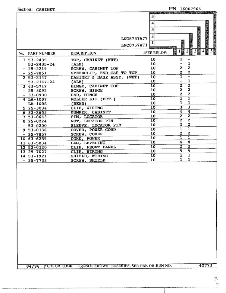 Cabinet Page 2 Diagram and Parts List for LNC-8757A71  Maytag Dryer
