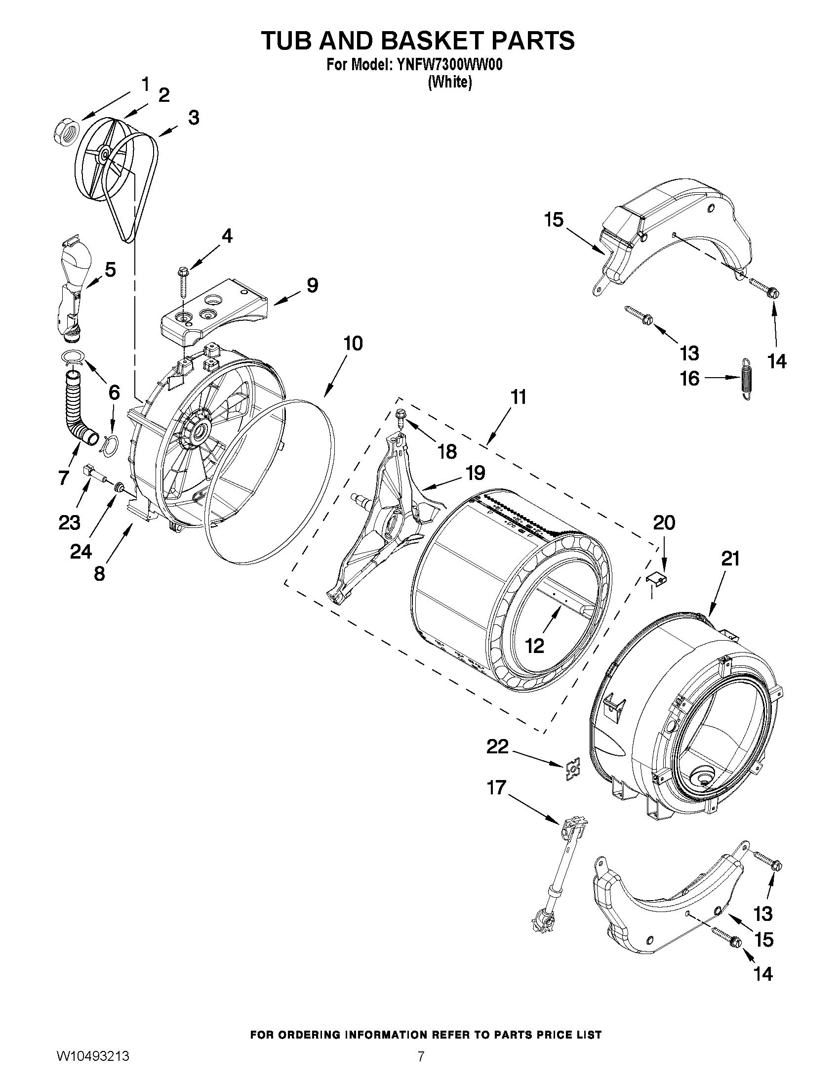 06 - TUB AND BASKET PARTS Diagram and Parts List for YNFW7300WW00  Maytag Washer