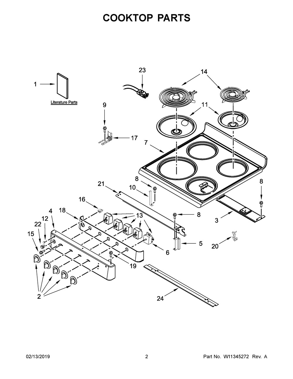 Cooktop Parts Diagram and Parts List for AEP222VAW3  Maytag Range