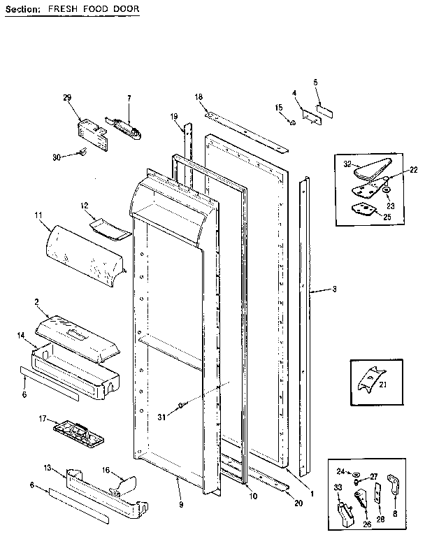 Fresh Food Door Diagram and Parts List for JRSD246B MCQ82A Jenn-Air Refrigerator