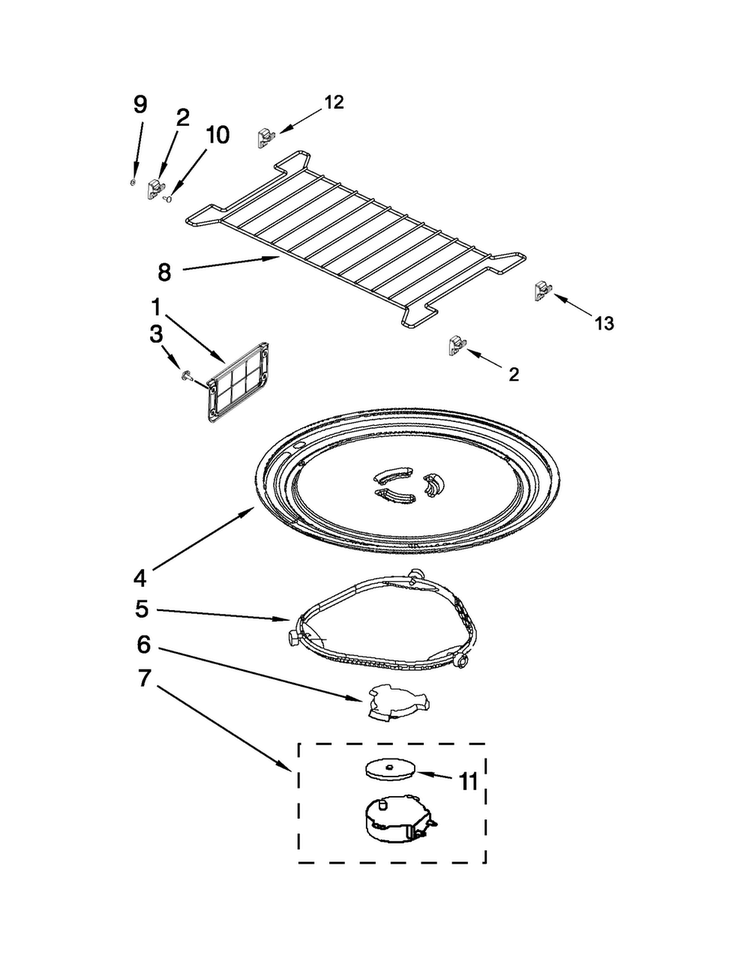 Turntable Parts Diagram and Parts List for AMV2174VAW5  Amana Microwave