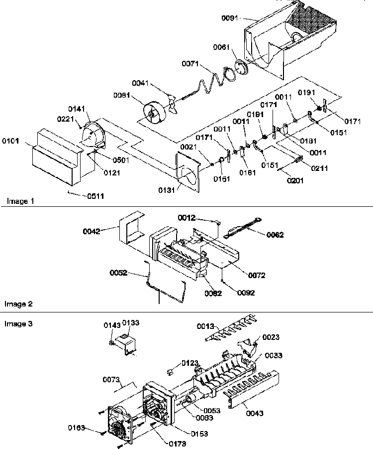 Ice Bucket Auger, Ice Maker Assy, & Ice Maker Parts Diagram and Parts List for SXD322S2L-P1305702WL  Amana Refrigerator