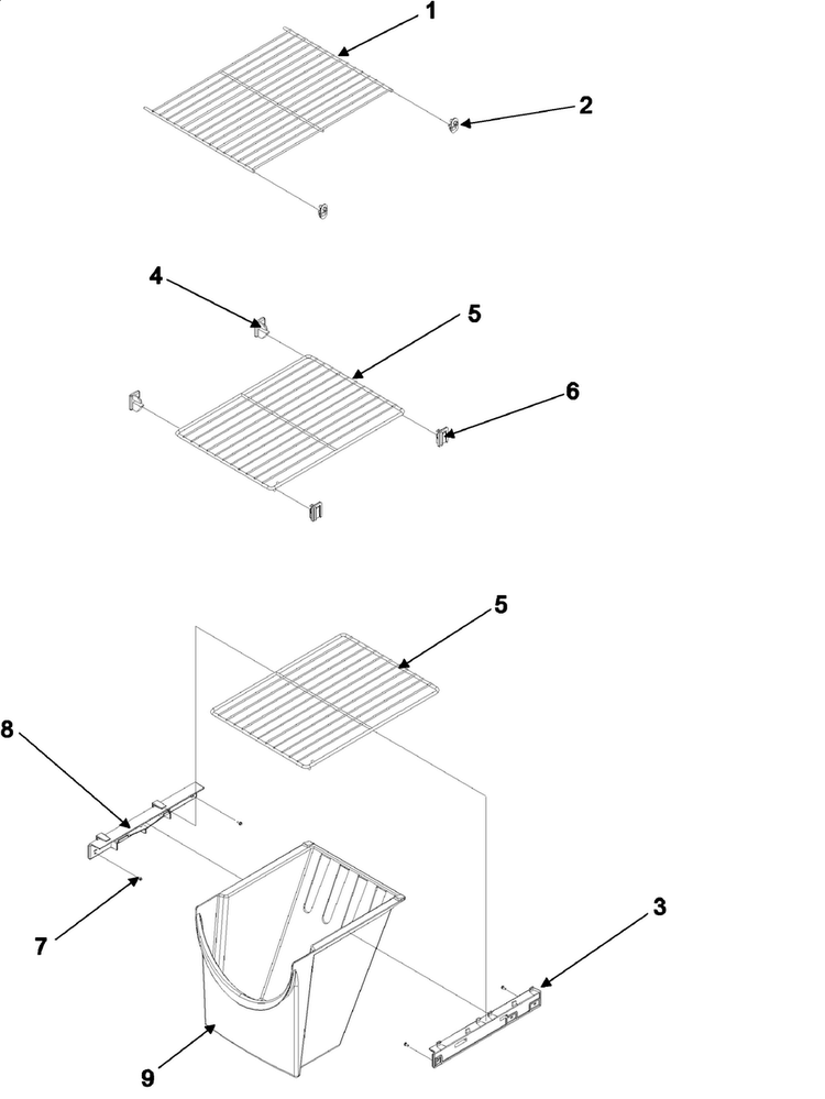 Fz Shelf Diagram and Parts List for ASD2622HRS-ASD2622HRS0  Amana Refrigerator