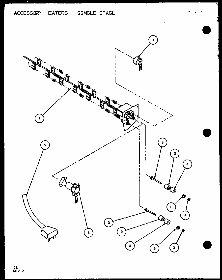 (230/208v.,1.5kw) (230/208v.,2.5kw) (230/208v.,3.0kw) (230/208v.,3.5kw) (265v.,1.5kw) (265v.,2.5kw) (265v.,3.0kw) (265v.,3.5kw) Diagram and Parts List for PTC07300ER P9882501R Amana Air Conditioner