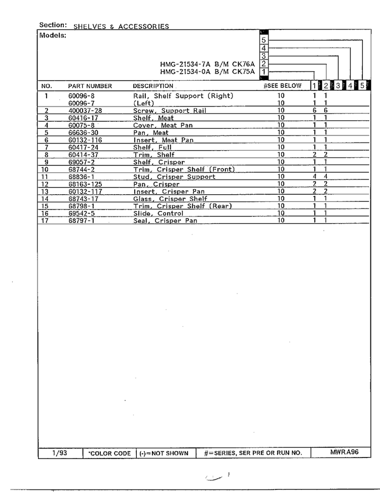Shelves And Accessories Page 2 Diagram and Parts List for 21534-7A  Admiral Refrigerator