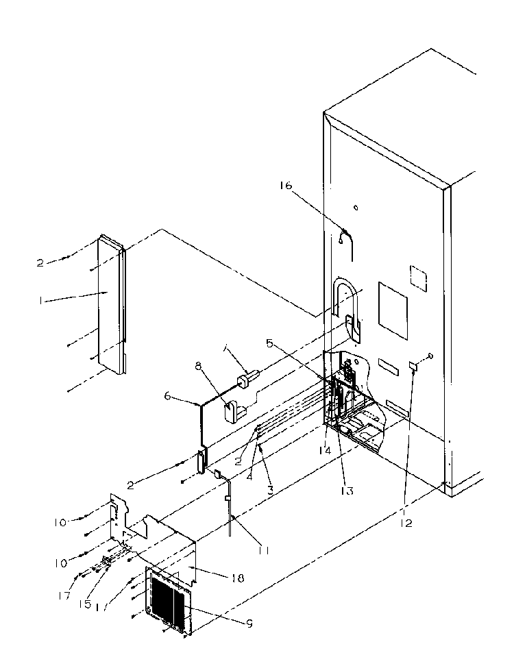 Cabinet Back Diagram and Parts List for BR22S6E-P1196703WE  Amana Refrigerator