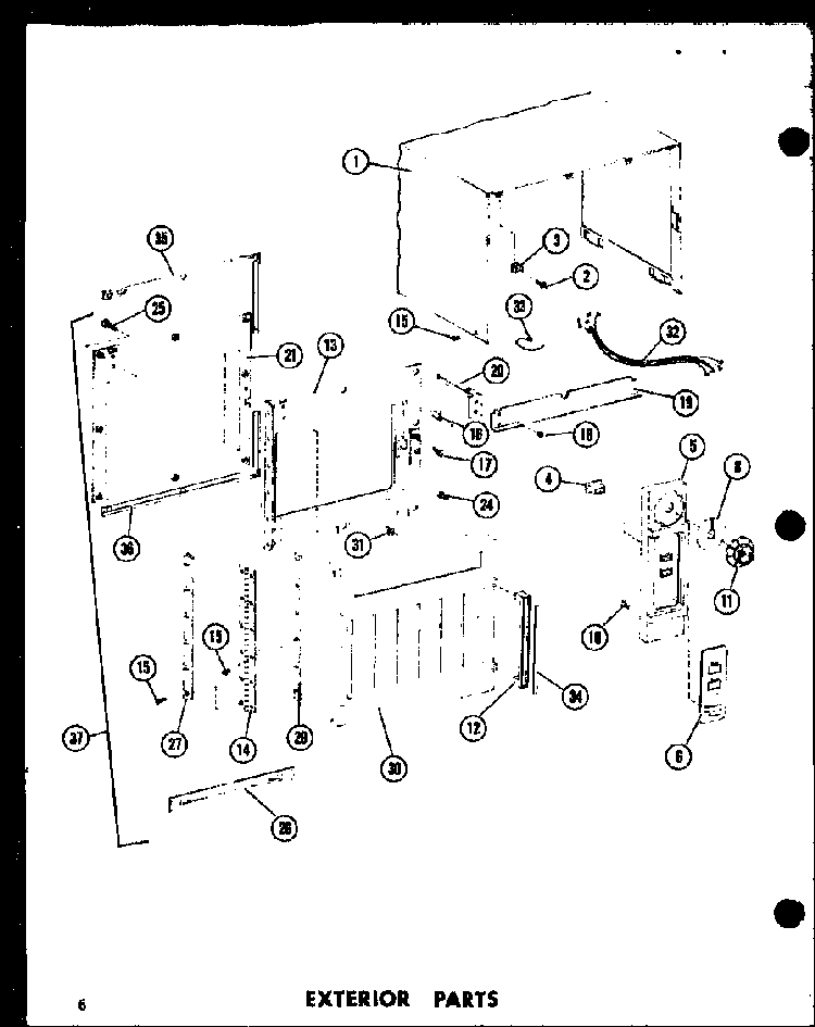 Exterior Parts Diagram and Parts List for MR-1W P72347-1M Amana Microwave
