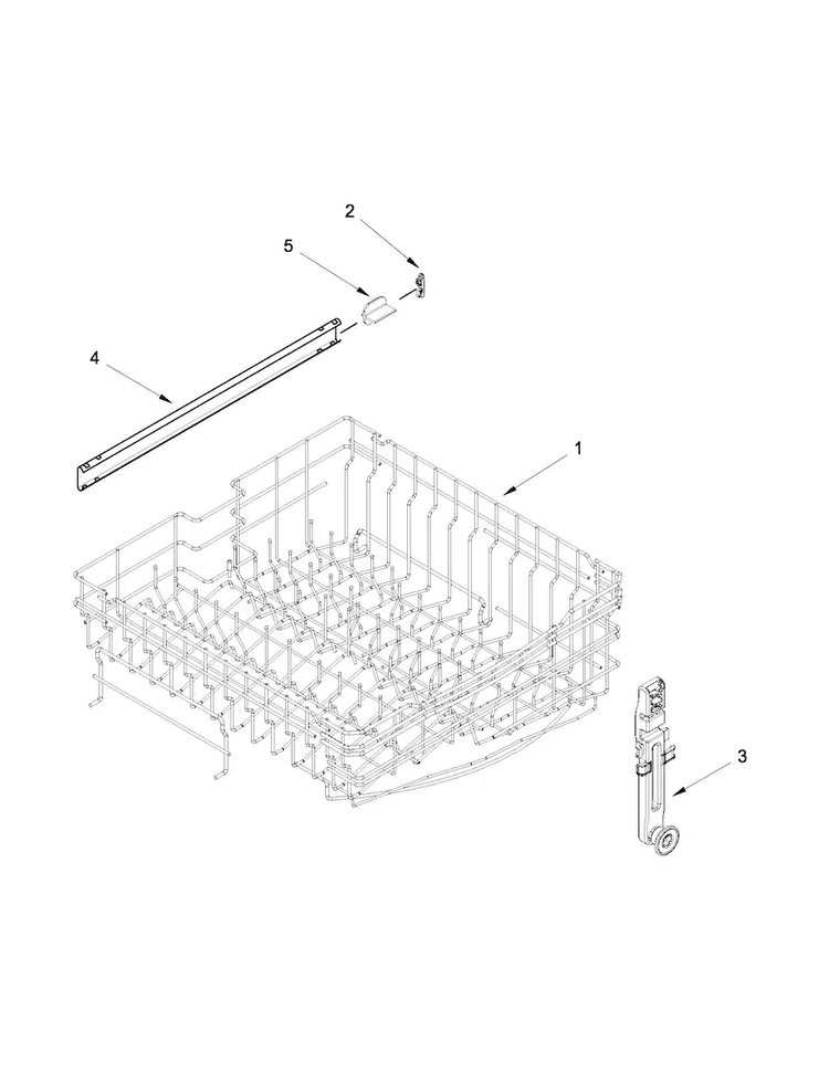 Upper Rack And Track Parts Diagram and Parts List for MDBTT53AWB1  Maytag Dishwasher
