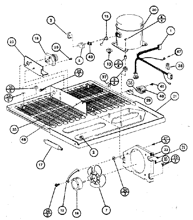 Compressor Compartment Diagram and Parts List for BW20K-P7812501W  Amana Refrigerator