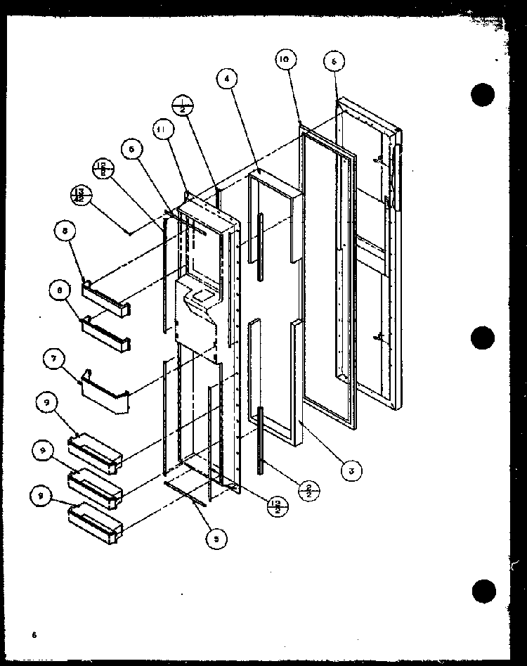 Freezer Door Diagram and Parts List for 2599CIWL-P1121501WL  Amana Refrigerator