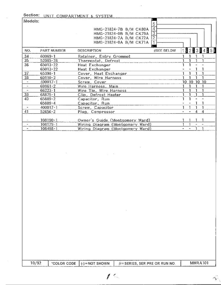 Unit Compartment And System Page 2 Diagram and Parts List for 21824-0A  Admiral Refrigerator