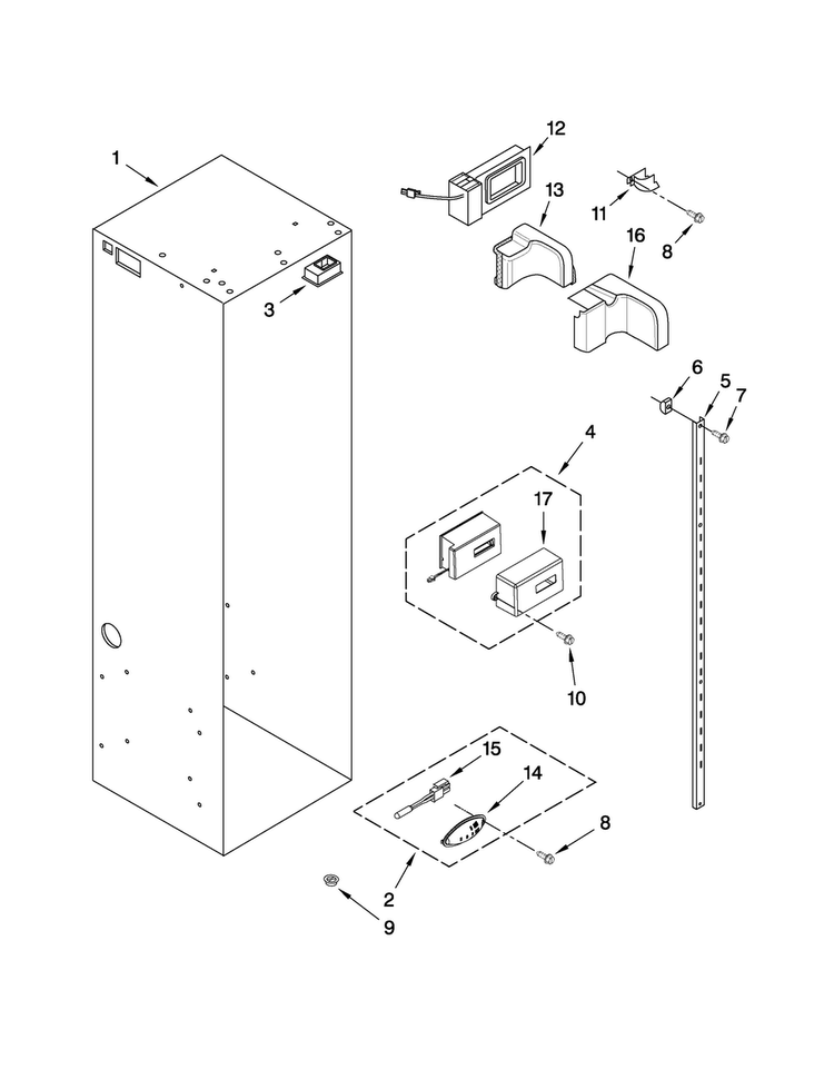 Refrigerator Liner Parts Diagram and Parts List for JS48NXFXDW00  Jenn-Air Refrigerator