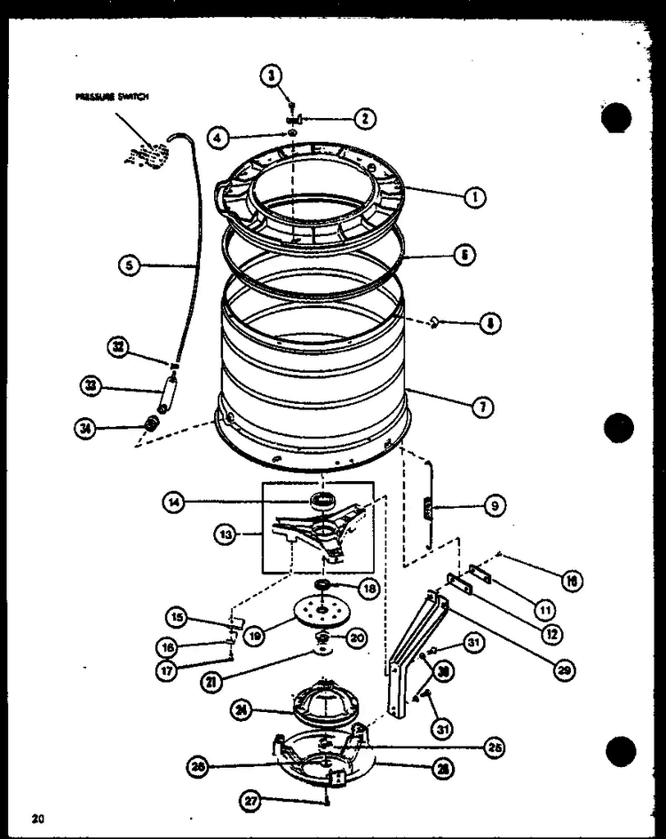 Section 5 Diagram and Parts List for LWD962 P7804724W Amana Washer