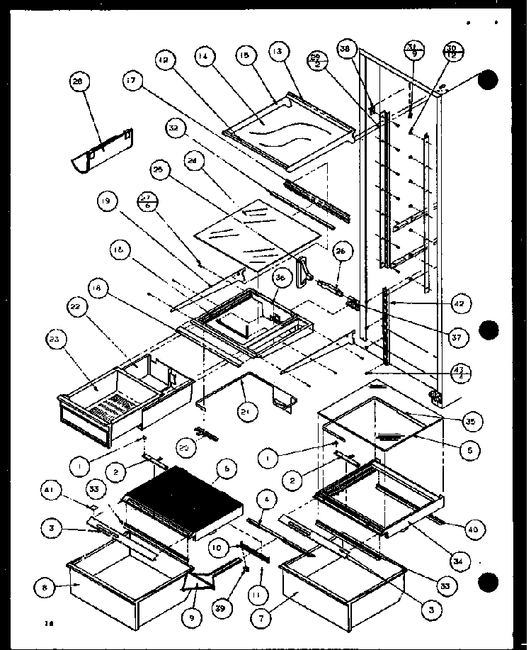 Section 2 Diagram and Parts List for 36088-P11108702W  Amana Refrigerator