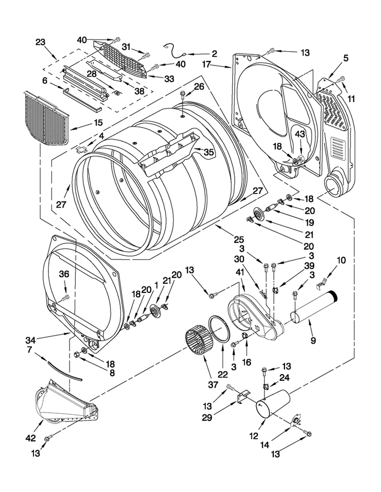 Bulkhead Parts Diagram and Parts List for MDG17CSBGW2  Maytag Dryer