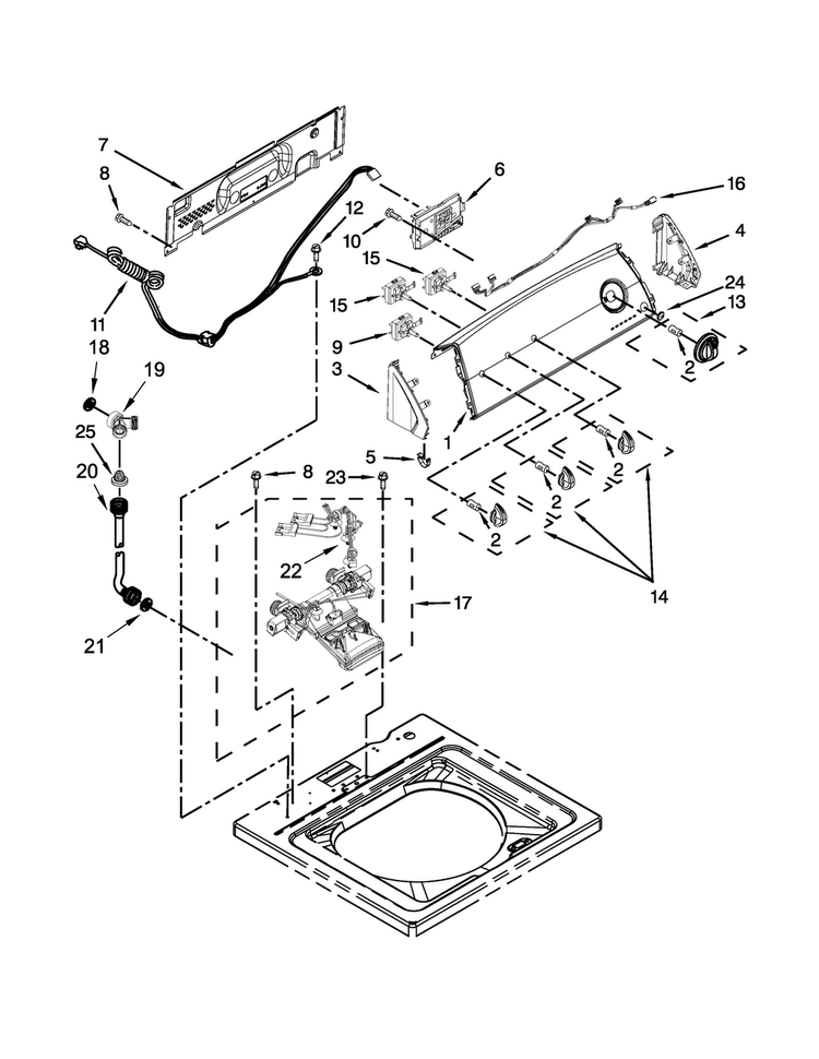 Controls And Water Inlet Parts Diagram and Parts List for 4KATW4930DW0  Admiral Washer