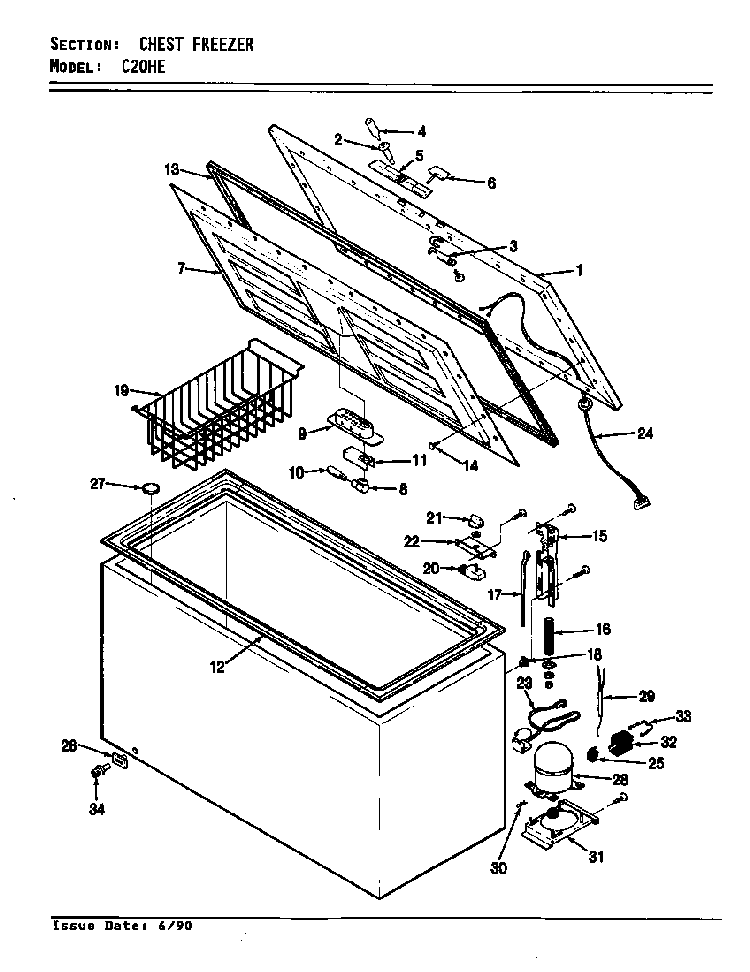 Chest Freezer Diagram and Parts List for C20HE V5ZUH Maytag Refrigerator