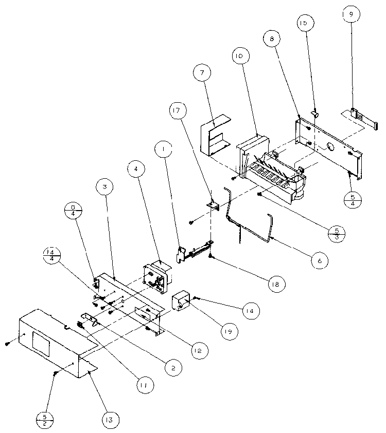 Ice Bucket And Ice Maker Diagram and Parts List for 36798-P1152602W  Amana Refrigerator