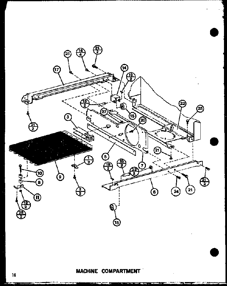 Machine Compartment Diagram and Parts List for SLI22F1-L-P7700009WL  Amana Refrigerator