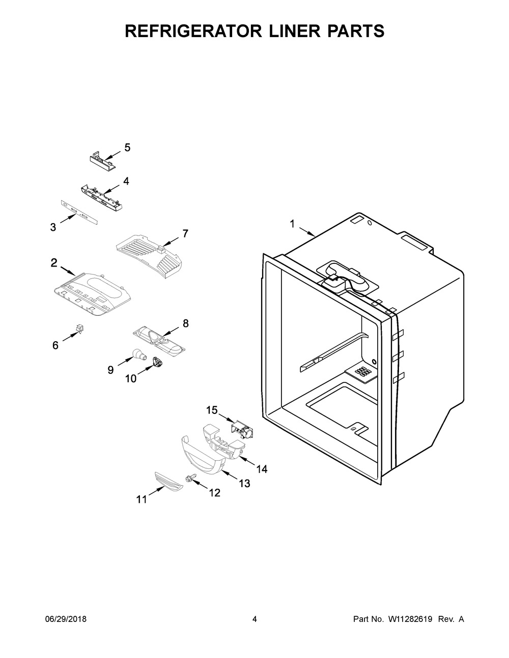 Refrigerator Liner Parts Diagram and Parts List for MBR1957FEZ02  Maytag Refrigerator