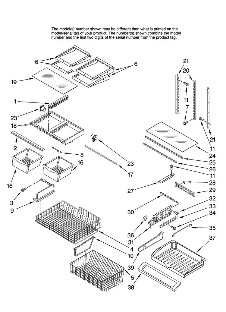Shelf Parts Diagram and Parts List for AFB2534FES12  Amana Refrigerator