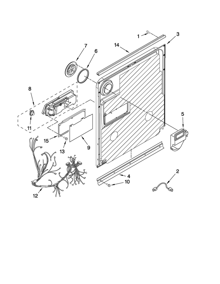 Door And Latch Parts Diagram and Parts List for MDB8959AWB3  Maytag Dishwasher